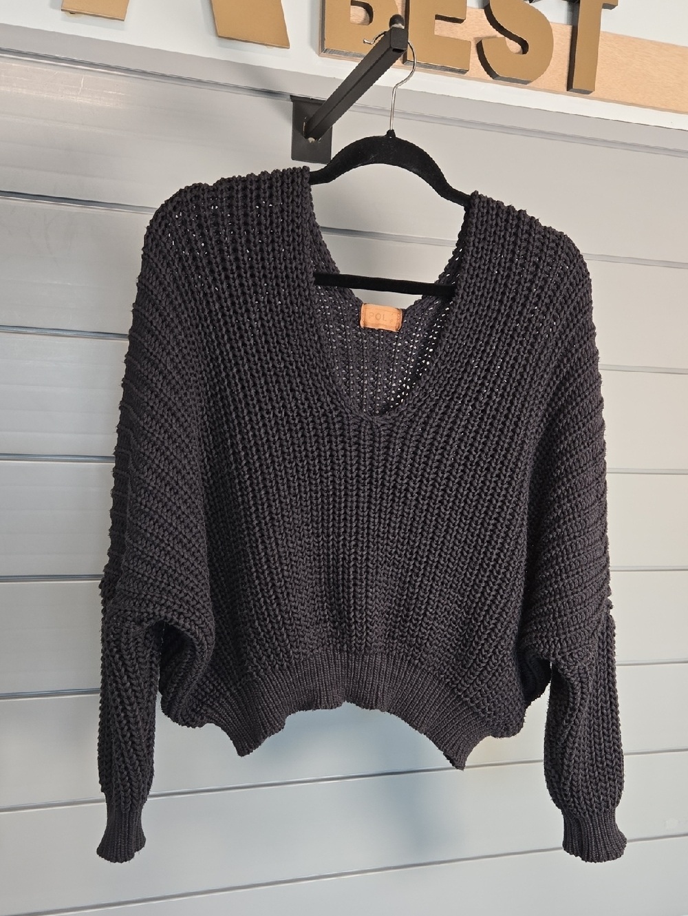 POL Dolman Sleeve Chunky Knit Sweater